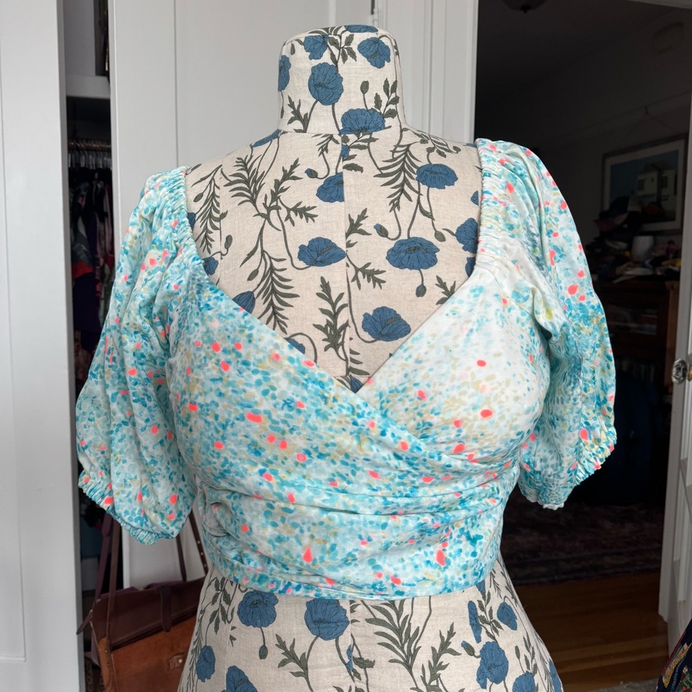 Watercolor print wrap top